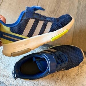 Adidas Kids Navy and Lime Sneakers